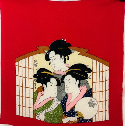 FUROSHIKI CHIRIMEN ESTAMPE 3 GEISHA