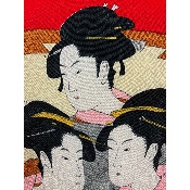 FUROSHIKI CHIRIMEN ESTAMPE 3 GEISHA