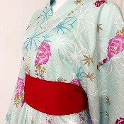 KIMONO JAPONAIS YUKATA TURQUOISE CLAIR